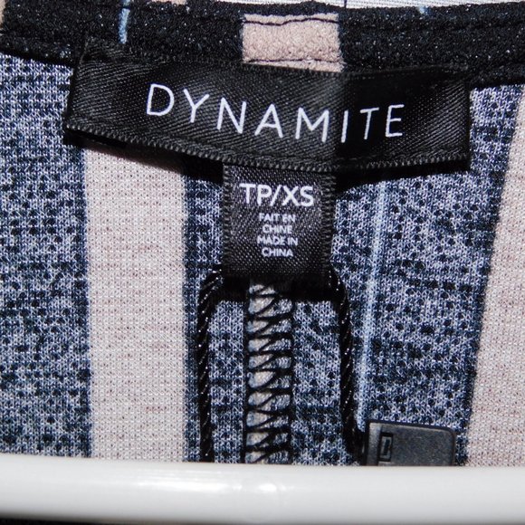 Dynamite Womens XS Striped Wrap Long Sleeve Shirt - Picture 2 of 8